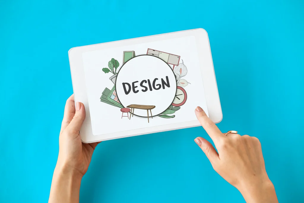Logo design concept on tablet