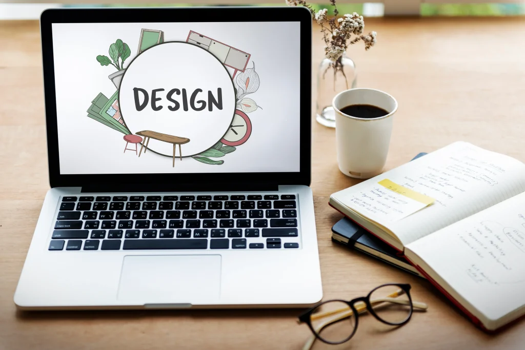 Logo design displayed on laptop
