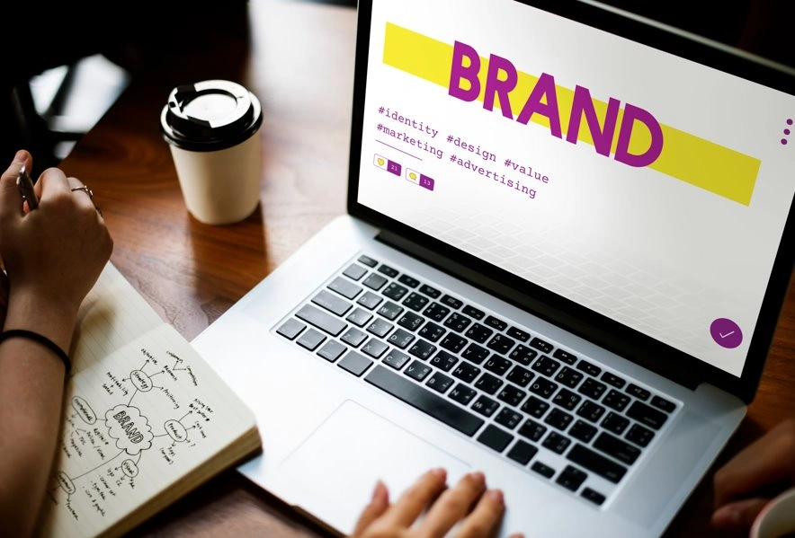 Brand identity design on laptop